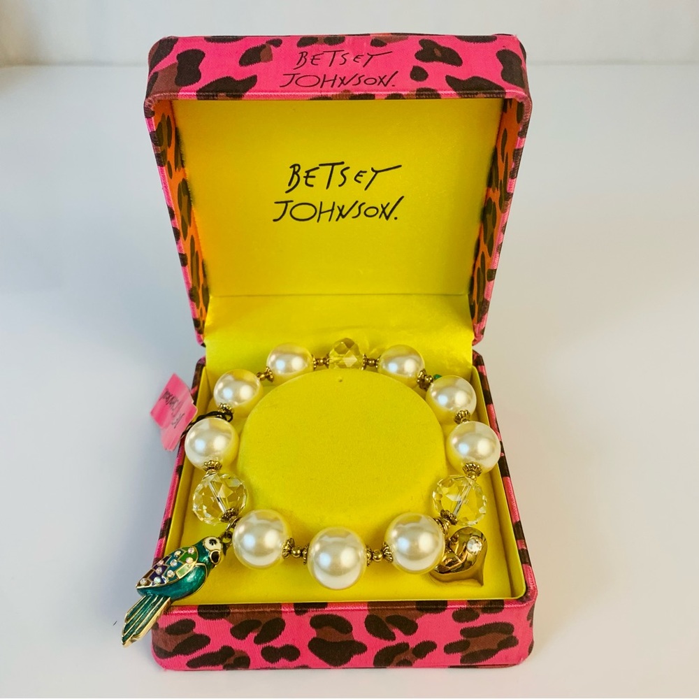 Betsey Johnson Pearl & Charms Stretch Bracelet